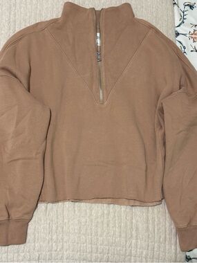 Abercrombie & Fitch Cropped Brown Half Zip Sweatshirt